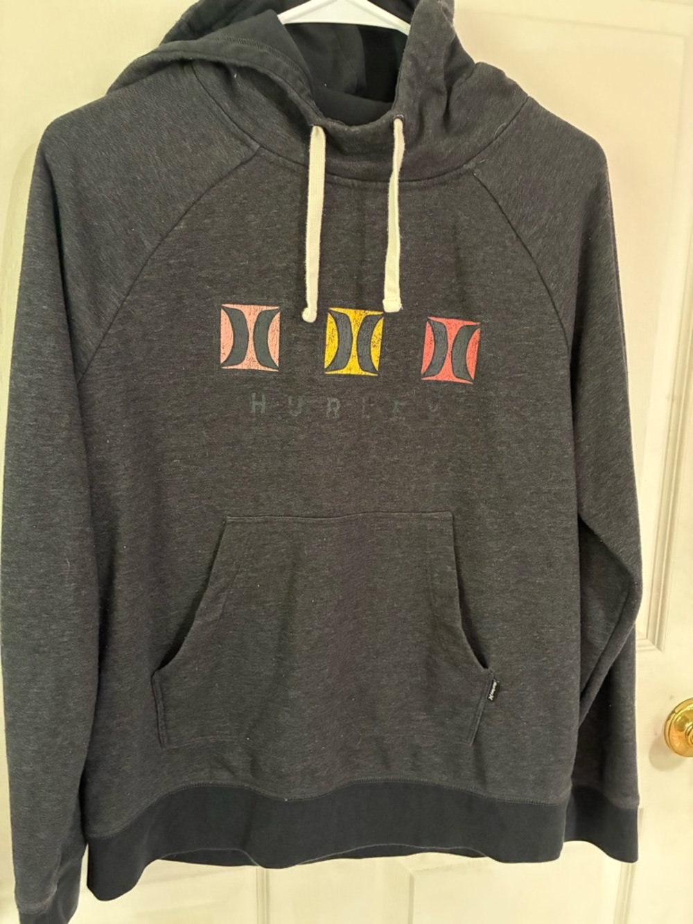 Hurley Women’s Dark Gray Pullover Hoodie with Multi-Color Logo